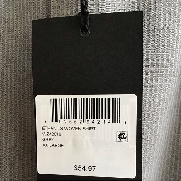 Men's Long-Sleeve Gray Dress Shirt with Spread Collar - Picture 5 of 5